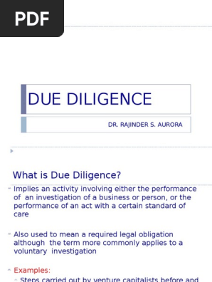  Due Diligence