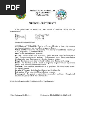 Medical Certificate