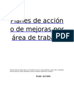 Planes de Acción o de Mejoras Por Área de Trabajo