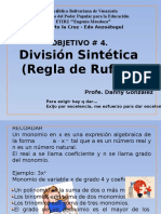 División sintética (Regla de Ruffini) de polinomios