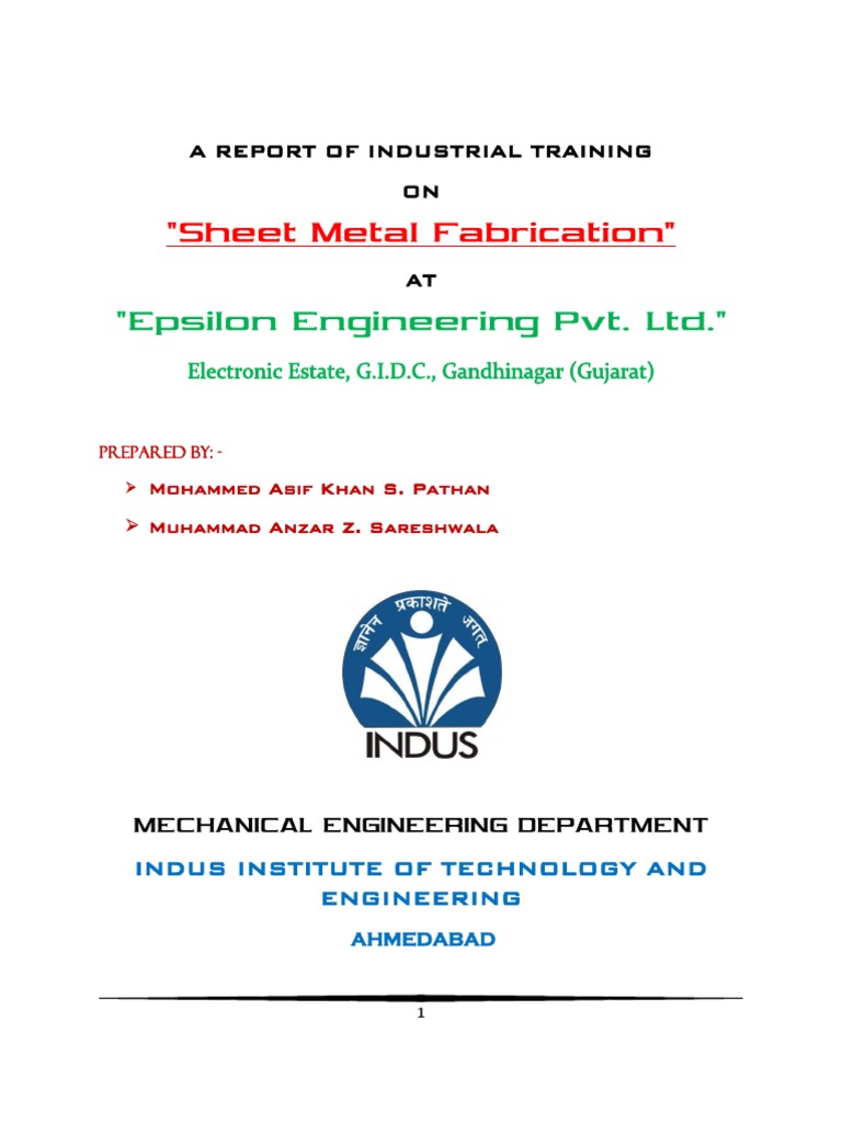 Industrial Training Report on Sheet Metal | PDF | Sheet Metal | Welding