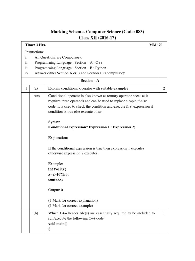 Computer Science Marking Scheme 2016-17 | PDF | Network Topology ...