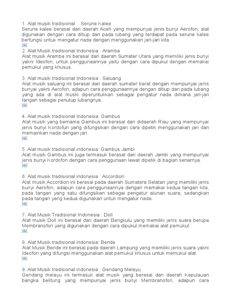 Alat Musik Tradisional: Serune Kale | PDF