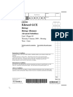 EdExcel a Level Biology Unit 3 Paper 1 Jan 2009