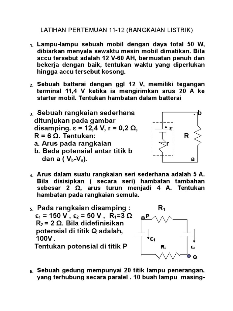 Latihan Rangkaian Listrik dan Hukum Ohm | PDF | Metode & Bahan Ajar ...