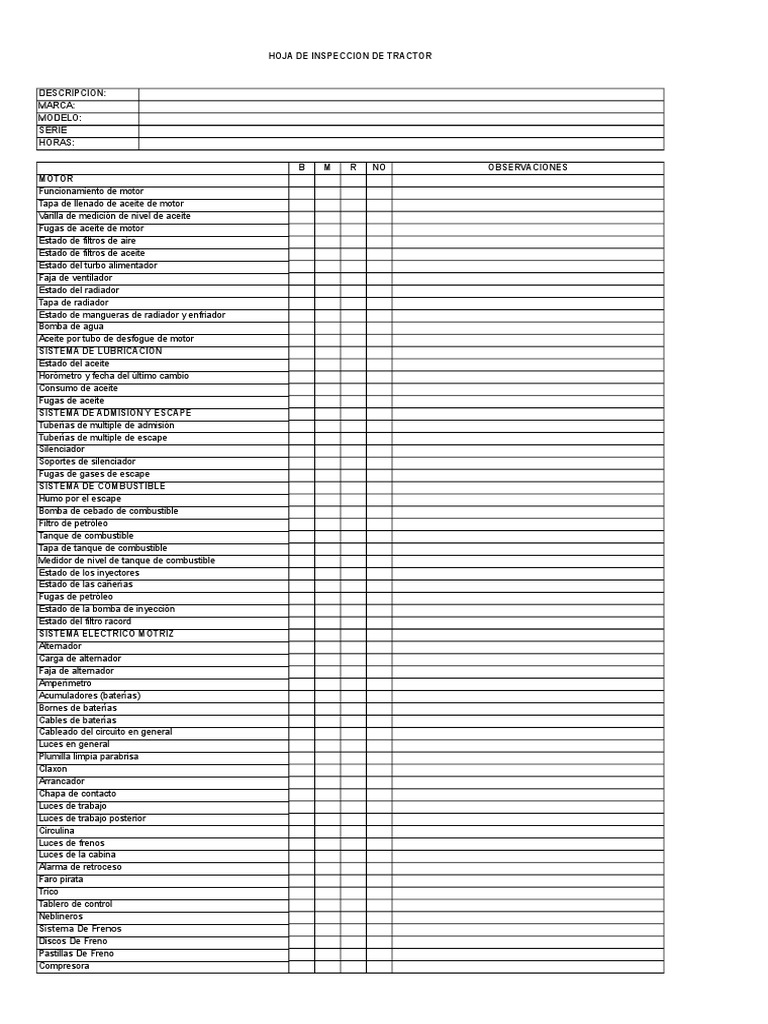 checklist-tractor-xls-turbocharger-motor-vehicle