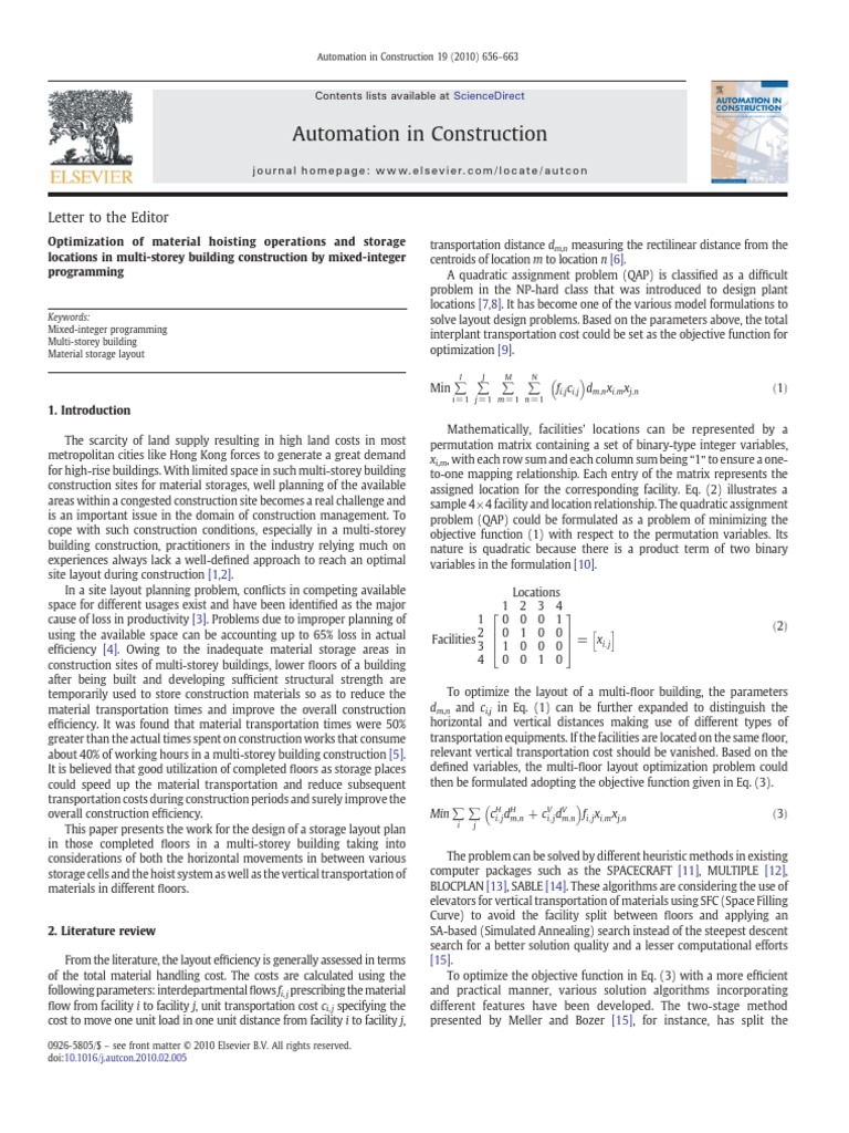 Optimization of Material Hoisting Operations and Storage | PDF ...