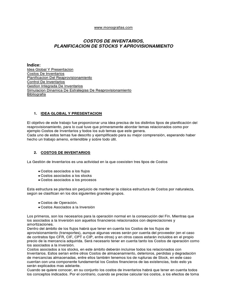 Costos de Inventarios y Gestión Eficiente | PDF | Inventario | Logística