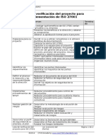 Project Checklist For 27001 Implementation ES