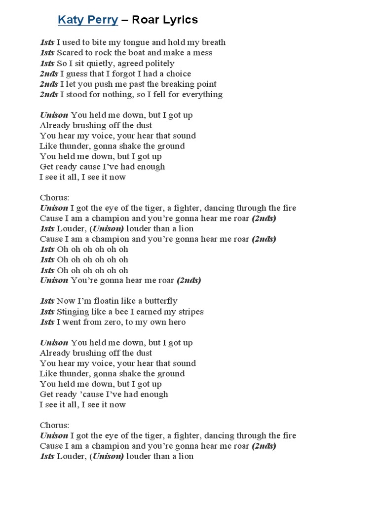 Katy Perry Roar Lyrics Dance Pop Singles Music