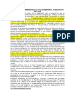 Posicionamiento Respecto Al Programa Sectorial de Educación 2007