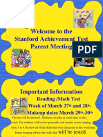 Welcome To The Stanford Achievement Test Parent Meeting