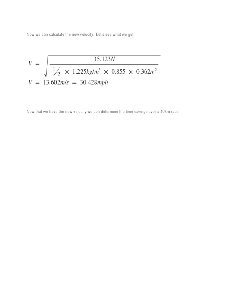 Now We Can Calculate The New Velocity. Let's See What We Get PDF Speed Drag (Physics)