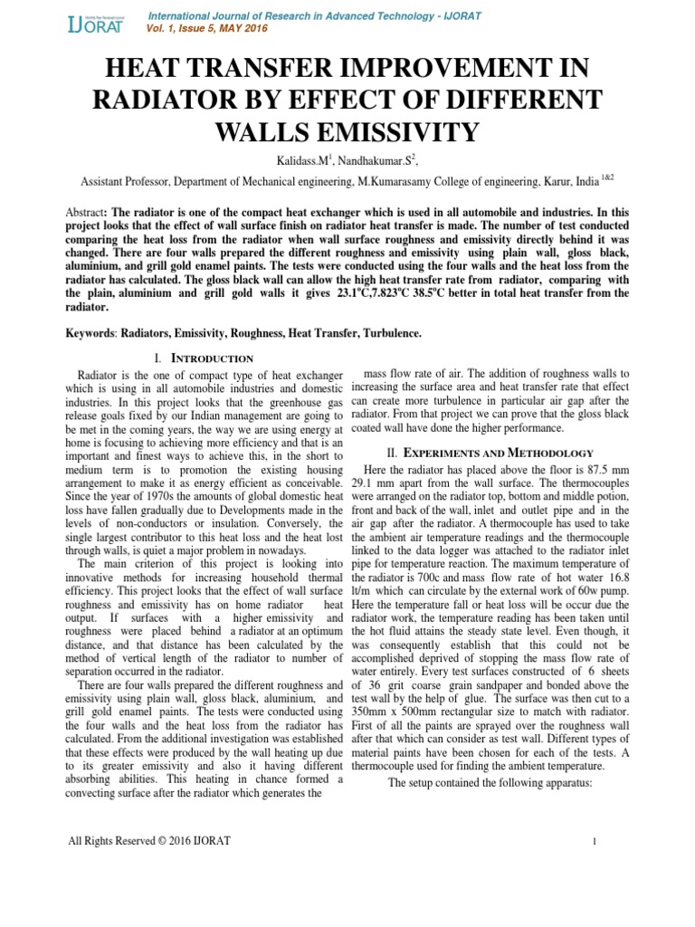Heat Transfer Improvement in Radiator by Effect of Different Walls ...