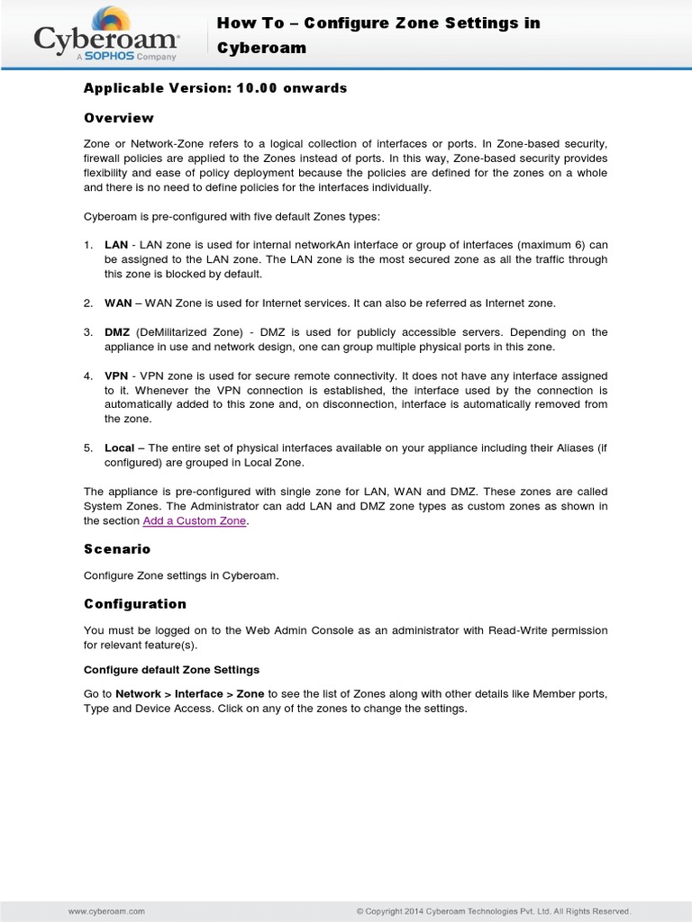 Configure Cyberoam Zone Settings | PDF | Virtual Private Network ...