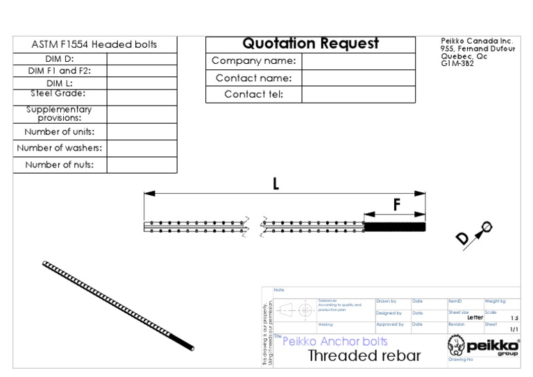 Threaded Rebar Plan Drawing | PDF