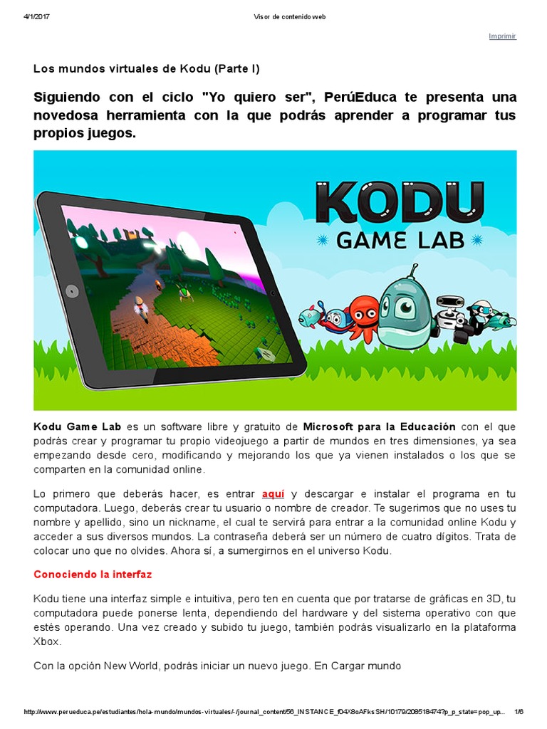 El Mundo de Kodu Parte 1 Interfaces gráficas de usuario Videojuegos