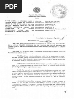 Voter's ID (COMELEC Resolution No. 10016)