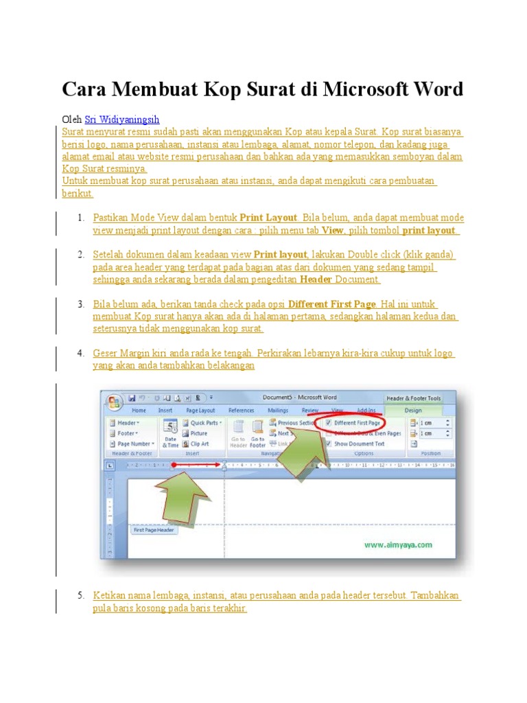 Cara Membuat Kop Surat Di Microsoft Word