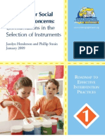 Roadmap 1: Screening For Social Emotional Concerns: Considerations in The Selection of Instruments