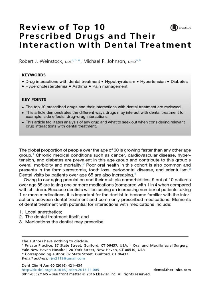 Drug Interaction of Dental Drugs PDF Analgesic Opioid