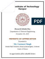 IIT Kanpur Chemical Engineering Research Scholar Day 2016
