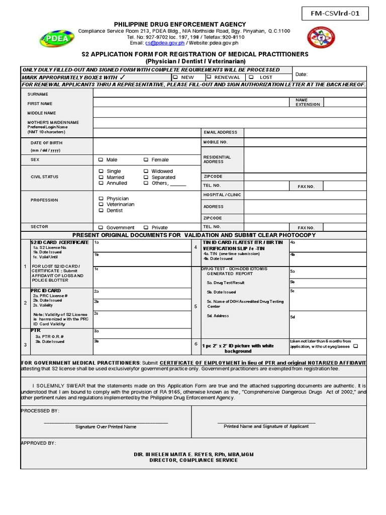 S2 License Application Guide for Practitioners | PDF | Identity ...