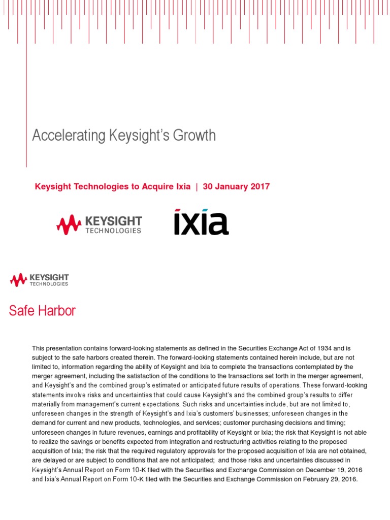 Keysight Ixia Acquisition InvestorPresentation FINAL 20170129 PDF