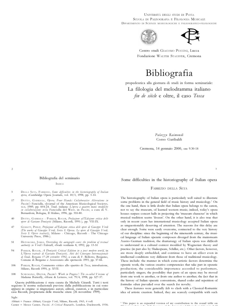 Saggi Filologia Opera Italiana