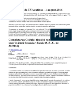 TVA 9% Prest Serv Agricole, Livrari Pesticide, Etc - Completarea Codului Fiscal Şi Reglementarea Unor Măsuri Financiar-Fiscale (O.U.G. Nr. 32 2016)