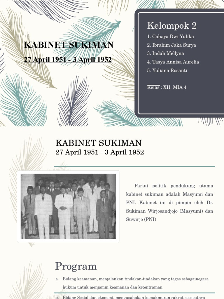 Kel. 2 Kabinet Sukiman | PDF | Politik | Sejarah