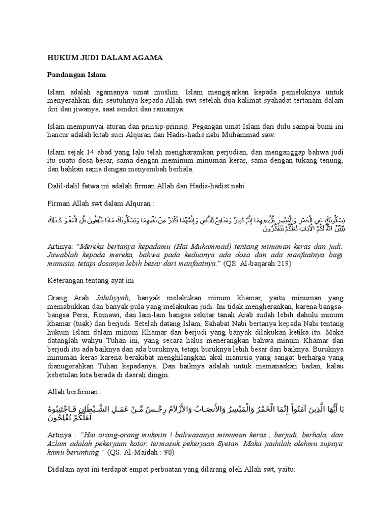 Hukum Judi Menurut Pandangan Agama Pdf