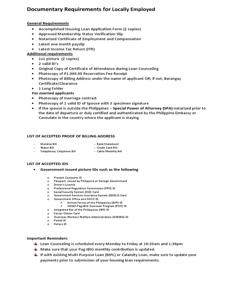 ChecklistOfRequirementsForLocallyEmployed PDF | PDF