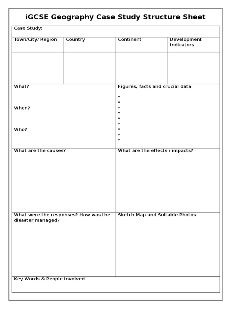 igcse geography case study model answers