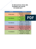 Fixture Hexagonal Final Del Sudamericano Sub-20