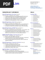 Justin Lim: Work/Project Experience Skills