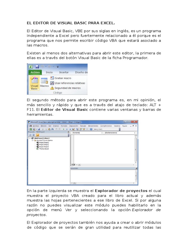 El Editor de Visual Basic para Excel NINFA-ROJAS | PDF | Informática