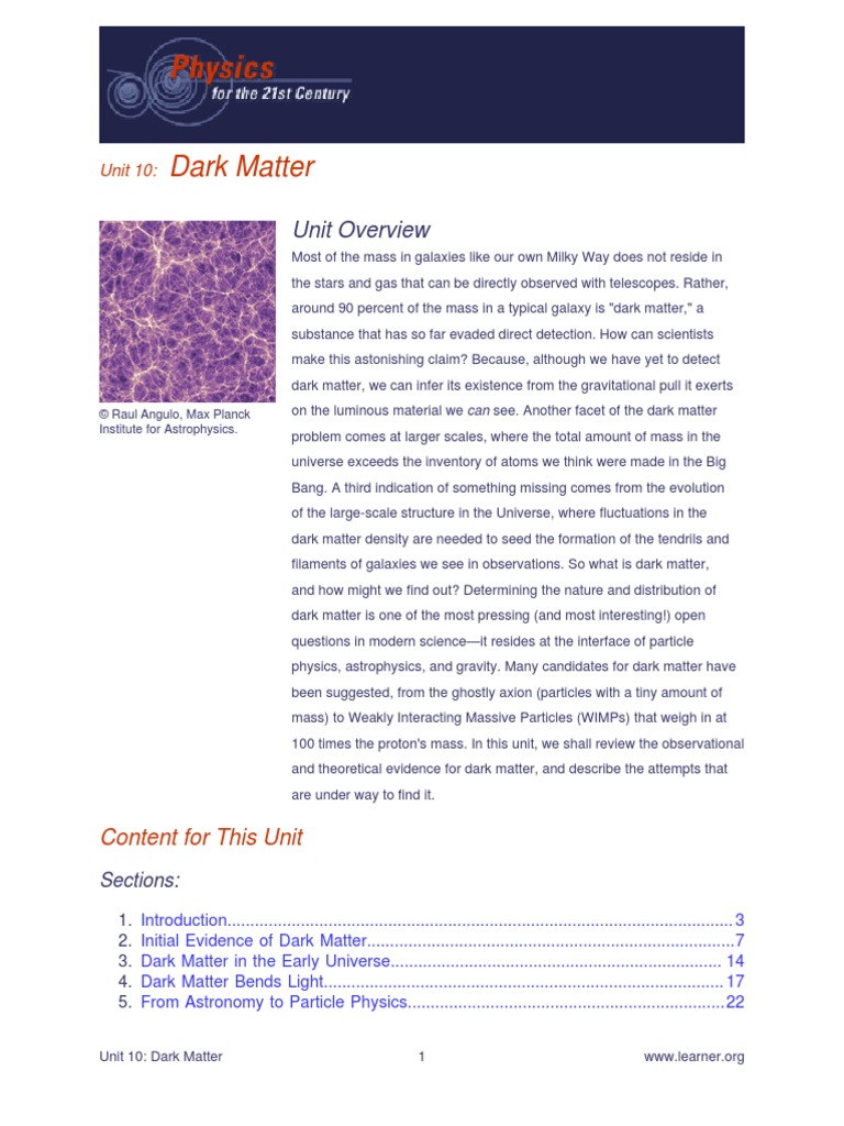 Dark Matter: Unit Overview | PDF | Dark Matter | Cosmic Microwave ...