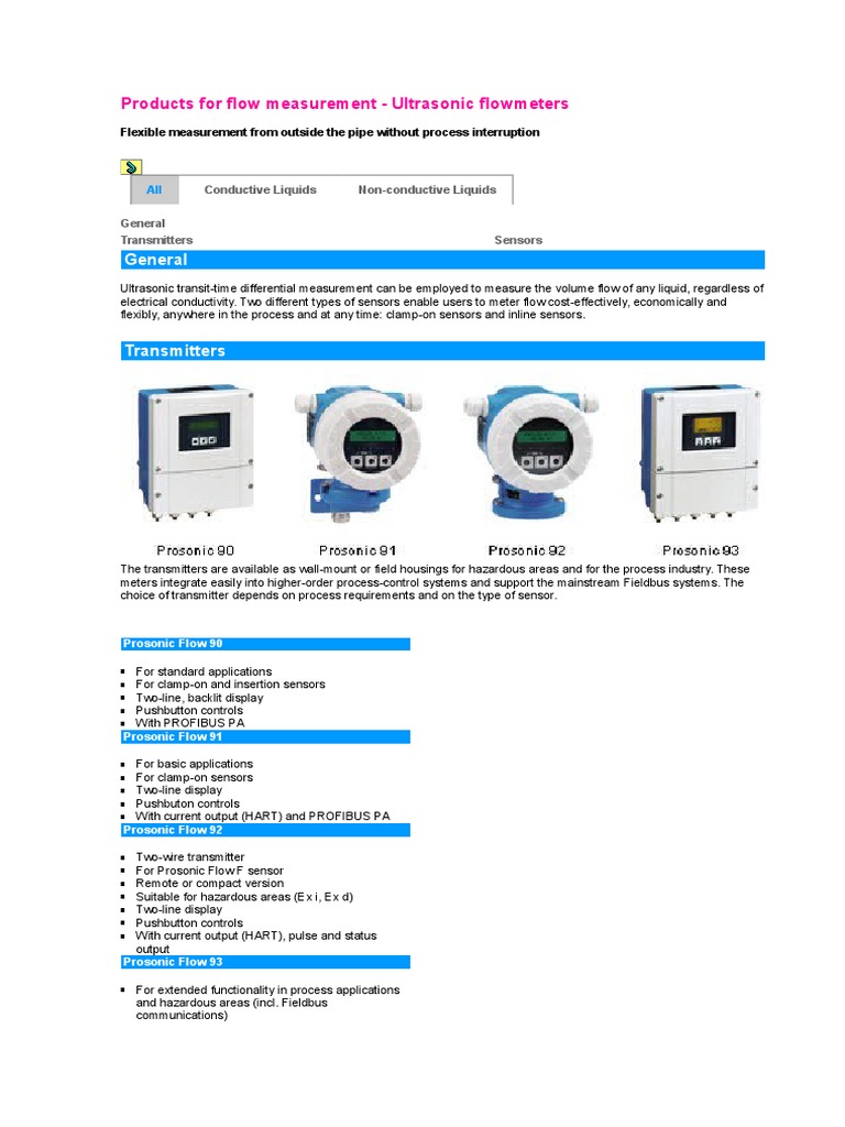 Ultrasonic Flowmeters for Liquids | PDF | Flow Measurement | Ultrasound