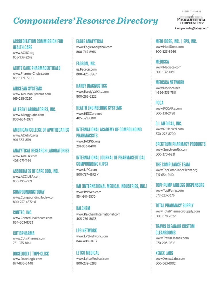 IJPC Compounders Resource Directory | PDF | Pharmacy | Pharmaceutical ...