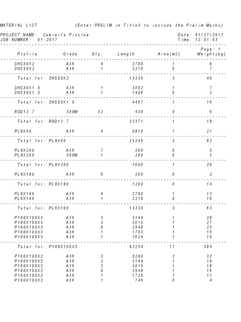 Tekla Structures Material Report | PDF