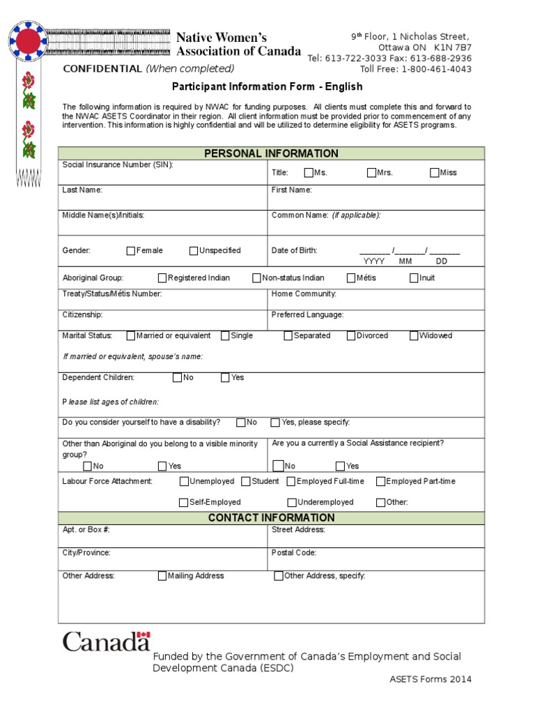 ASETS Participant Information Form | PDF | Academic Degree | Address ...