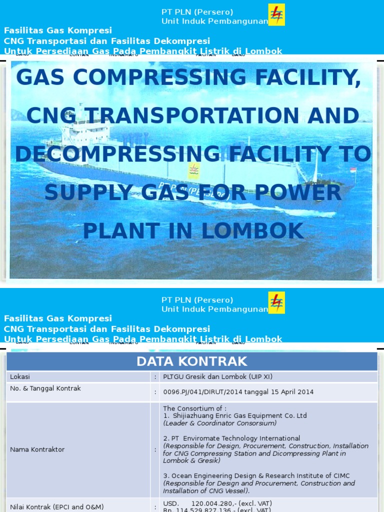 Presentasi Proyek CNG Plant (Gresik, Lombok&Vessel) | PDF