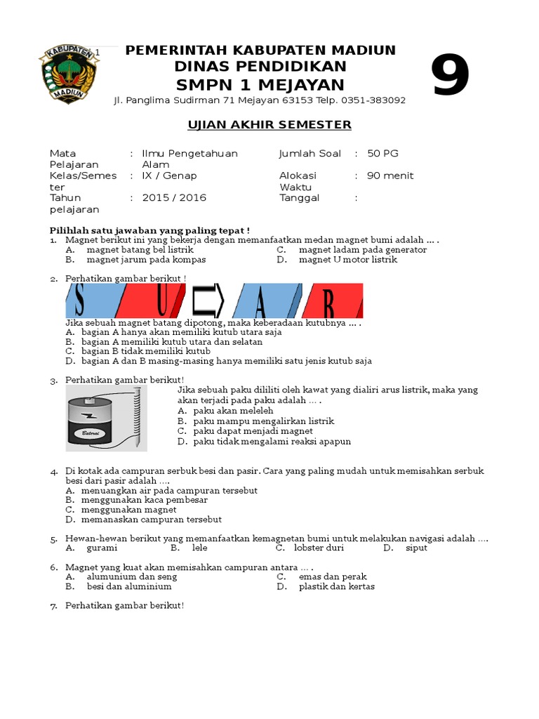 Soal Uas Ipa Ix Smt Genap 2016