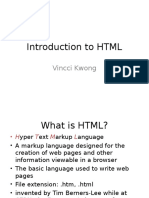 Introduction To HTML: Vincci Kwong