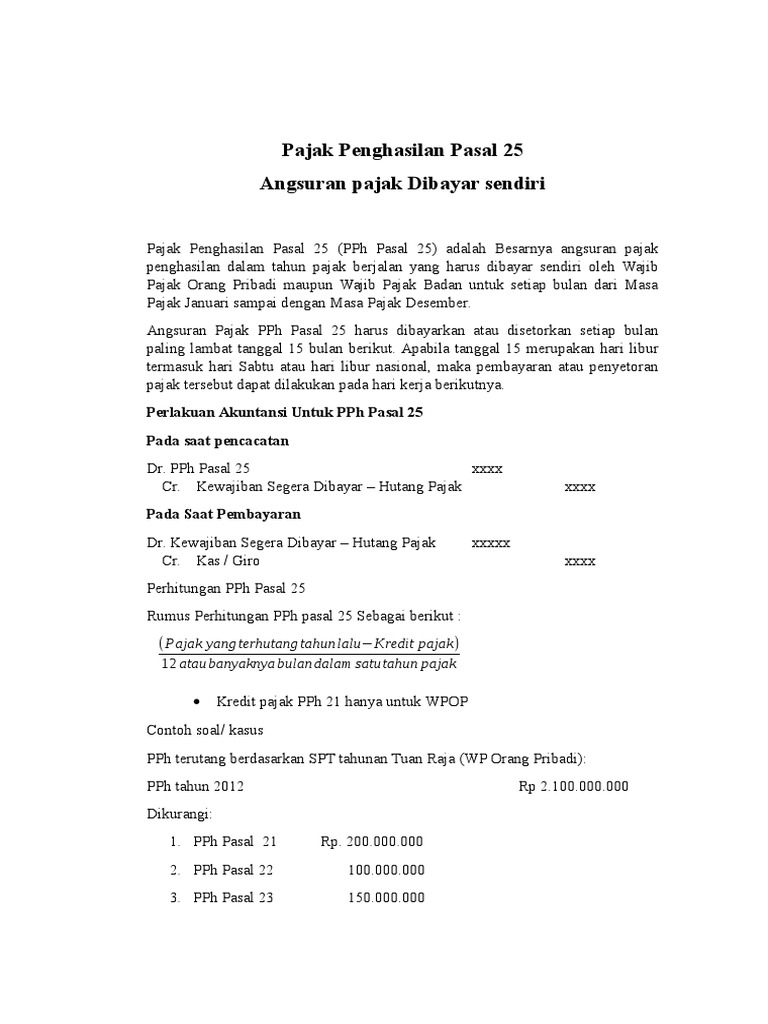 Pajak Penghasilan Pasal 25