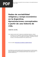 Gabriel Levita (2007). Redes de Sociabilidad Religiosa y Campo Economico en La Argentina. Aproximaciones Conceptuales a Partir de Una His (..)