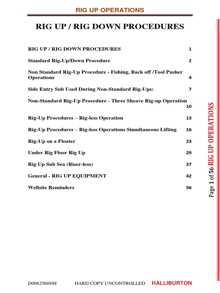 Rig Up and Rig Down Procedures Guide | PDF | Crane (Machine) | Drilling Rig