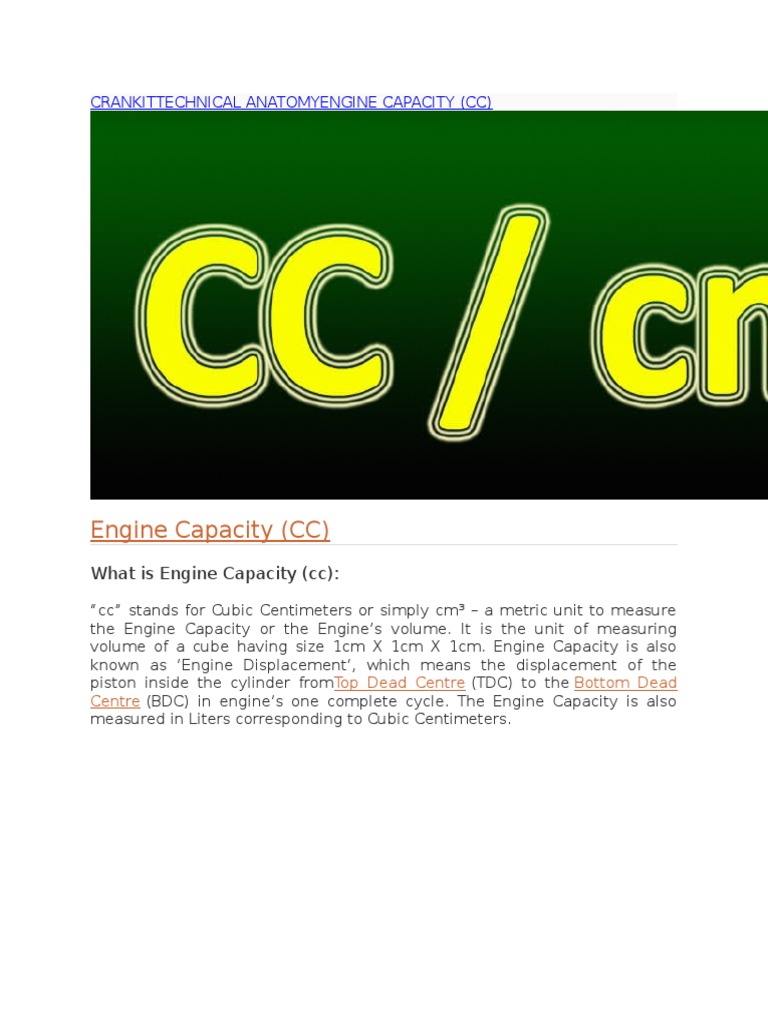 Understanding Engine Capacity How Cylinder Volume Impacts Power