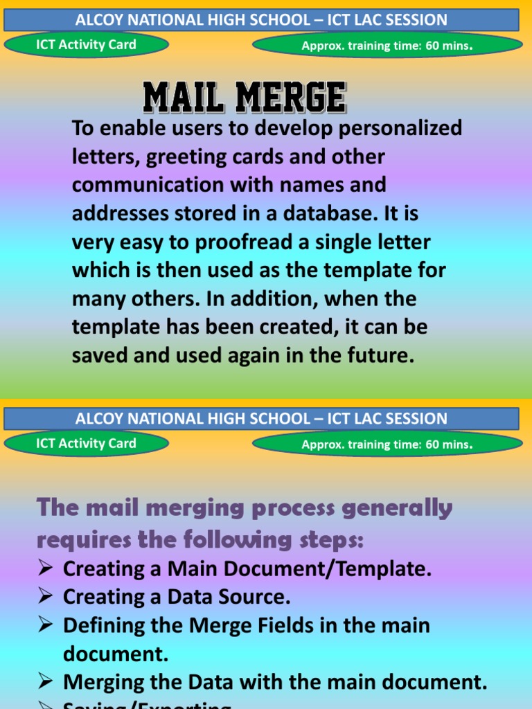 Mail Merge Activity Card | PDF | Tab (Gui) | Educational Technology